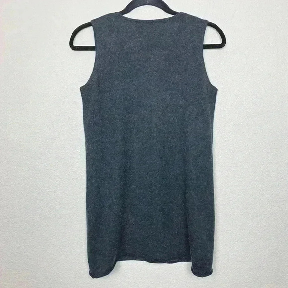 JARBO Women's Small V-Neck Sweater Tank Knit Silk Cashmere Charcoal Grey Minimal - Picture 13 of 13